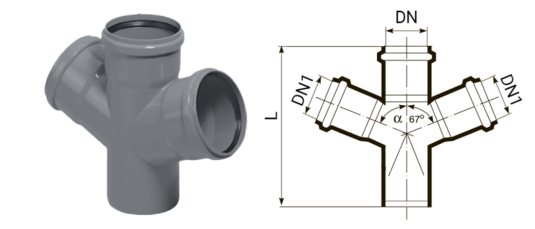 Хрестовина 50/50/50мм, 67.5°, ПП, VALROM